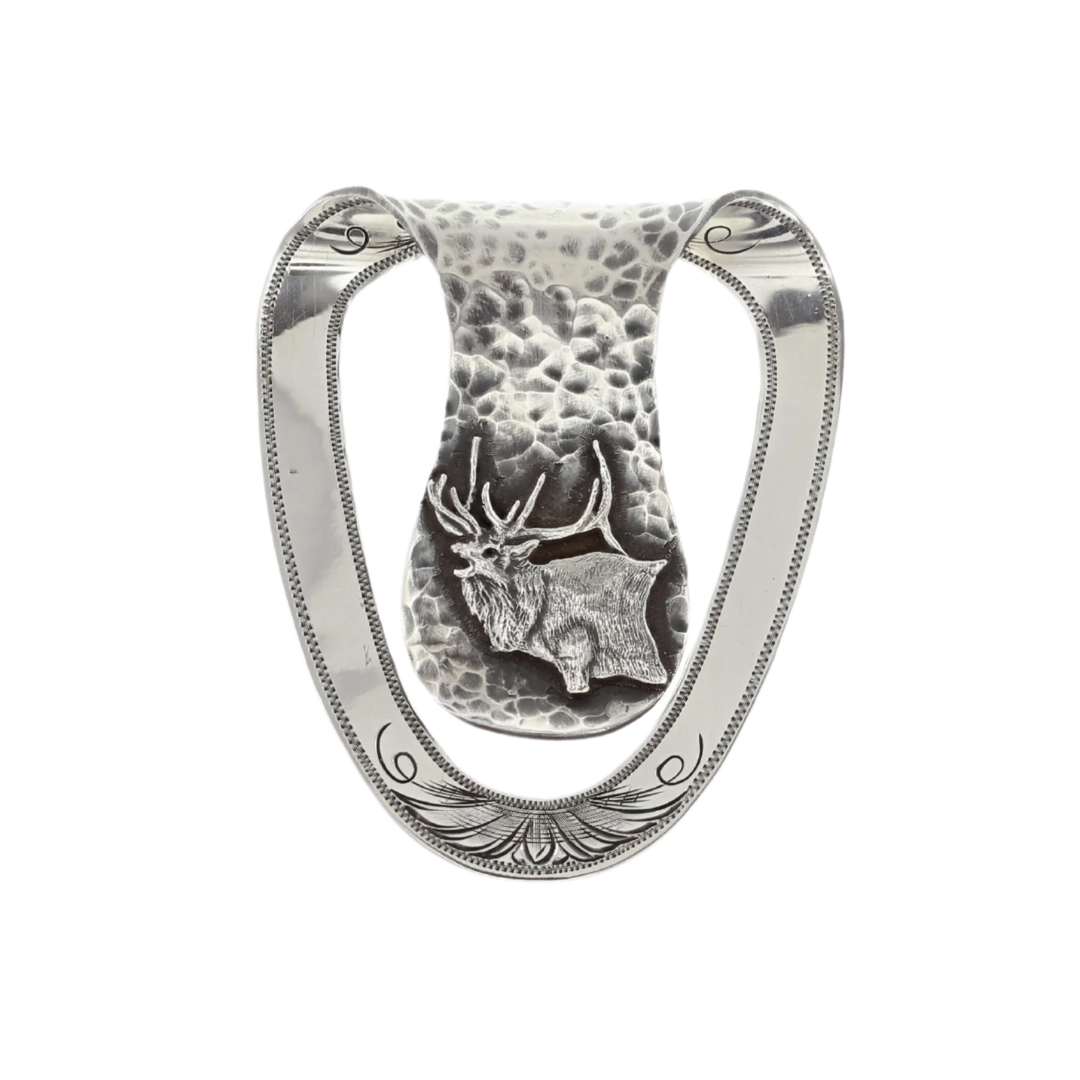 San Jacinto 1613 Sterling Silver Elk Hammered Money Clip