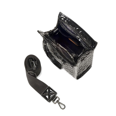 Micro Woven Box Tote - Black Lacquer