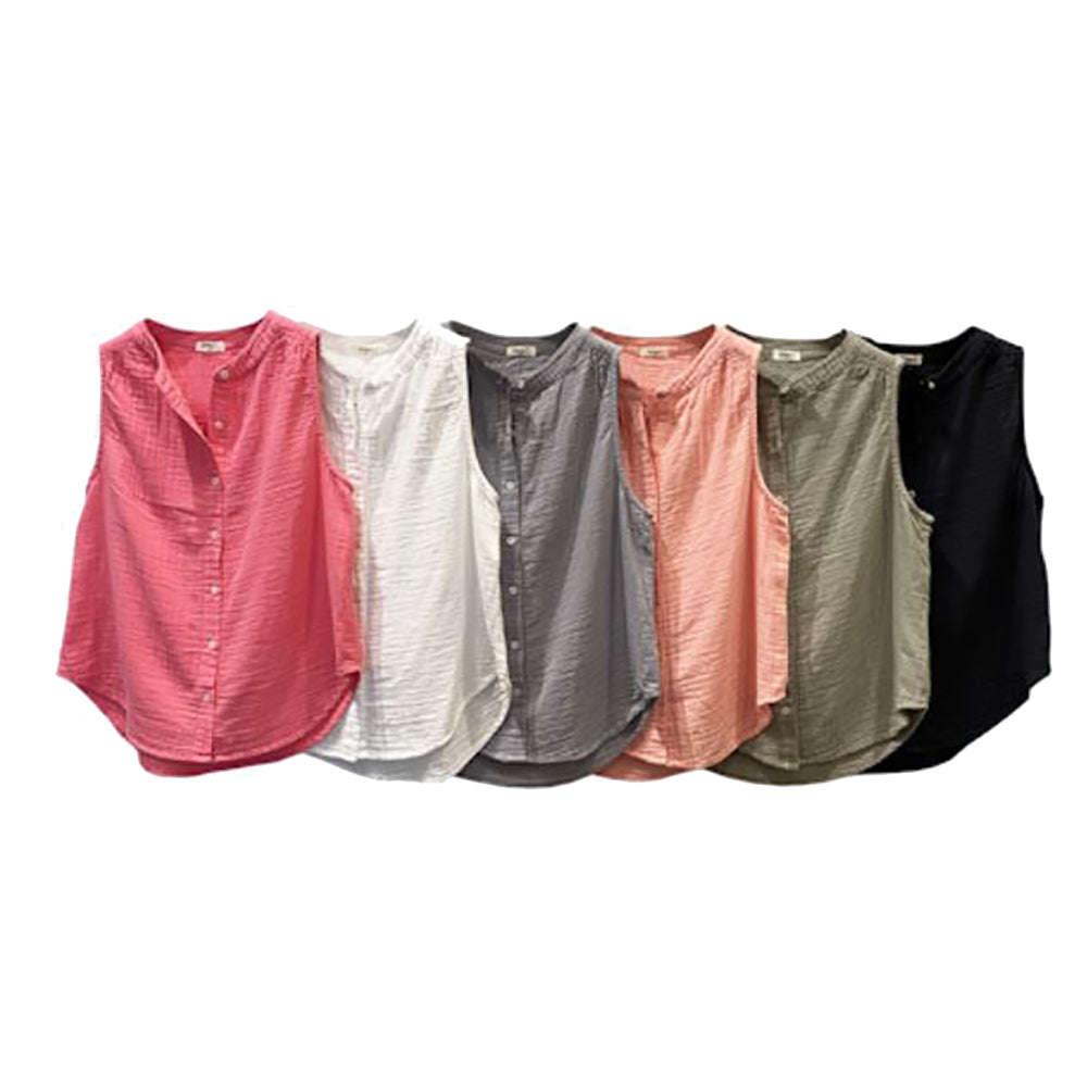 Sleeveless Button Front