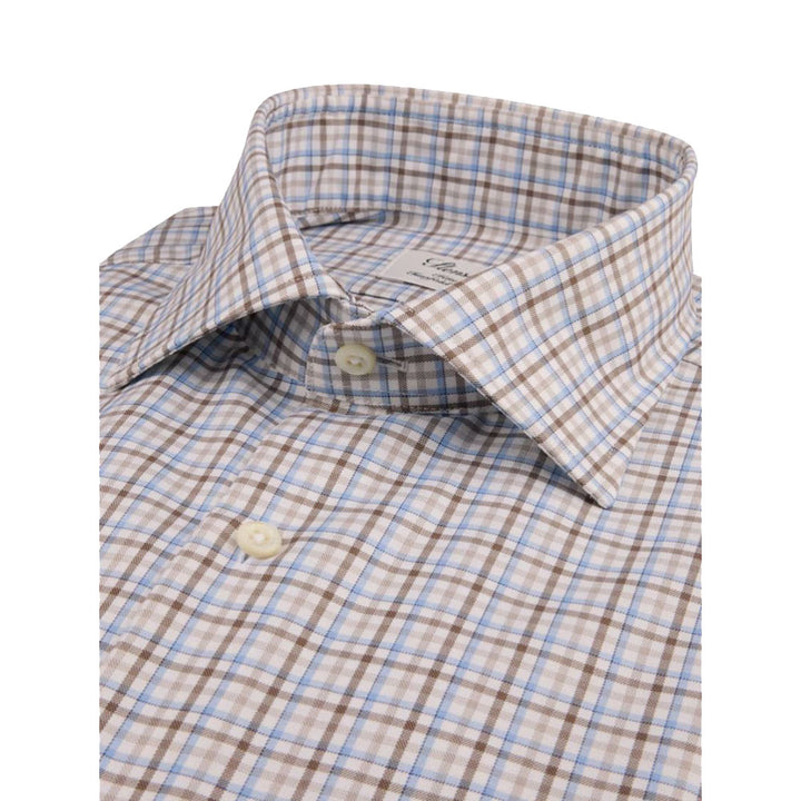 Brown Checked Twill Sport Shirt