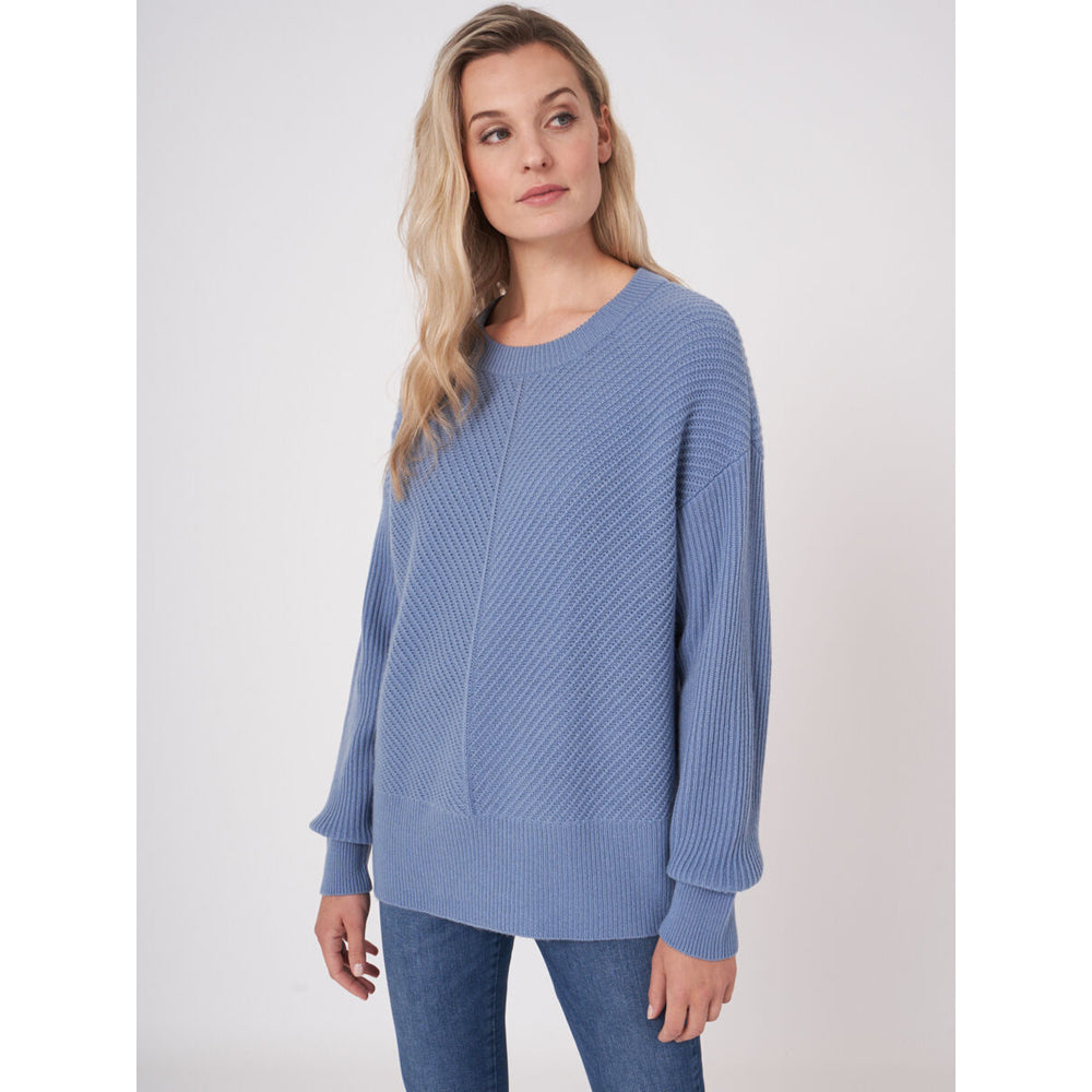 Oversized Diagonal Rib Knit Sweater