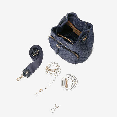 Dawn/White Crosby Drawstring Bucket Bag