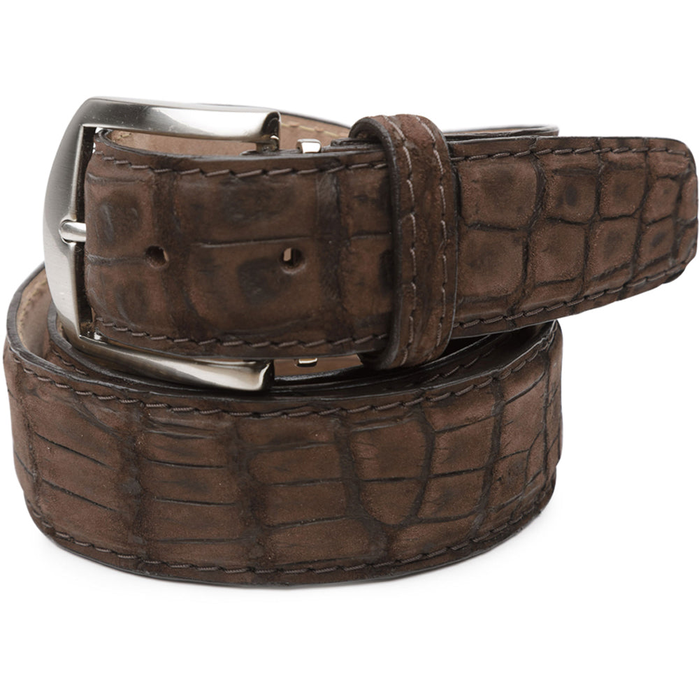 LEN-Buffed Alligator Belt - Brown-shop-silver-creek-com.myshopify.com