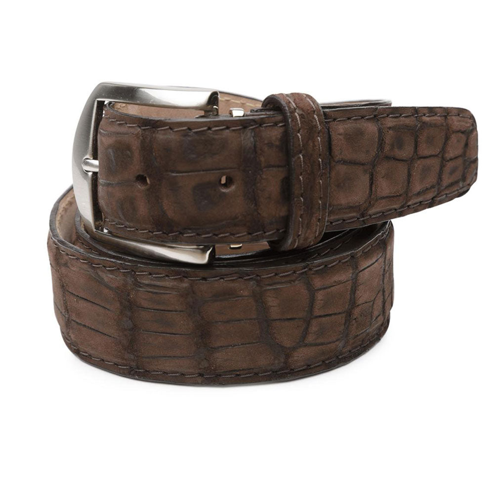 LEN-Buffed Alligator Belt - Brown-shop-silver-creek-com.myshopify.com