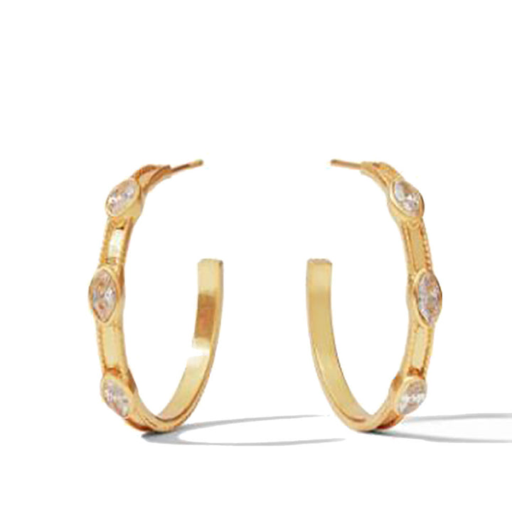 Monaco Medium Gold Hoop - Clear CZ